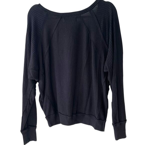 We The Free Oversized Waffle Knit Grunge Pullover | Dark Grey | XS - Picture 3 of 4